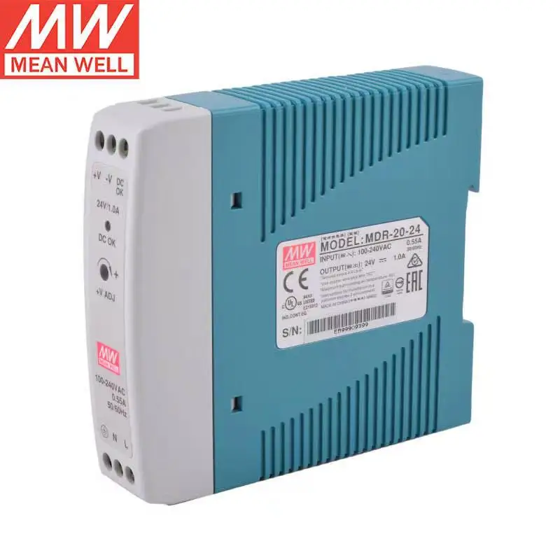 

MeanWELL MDR-20-24 24V 1A 20W Single Output Industrial DIN Rail Power Supply Brand New Original Authentic AC-DC