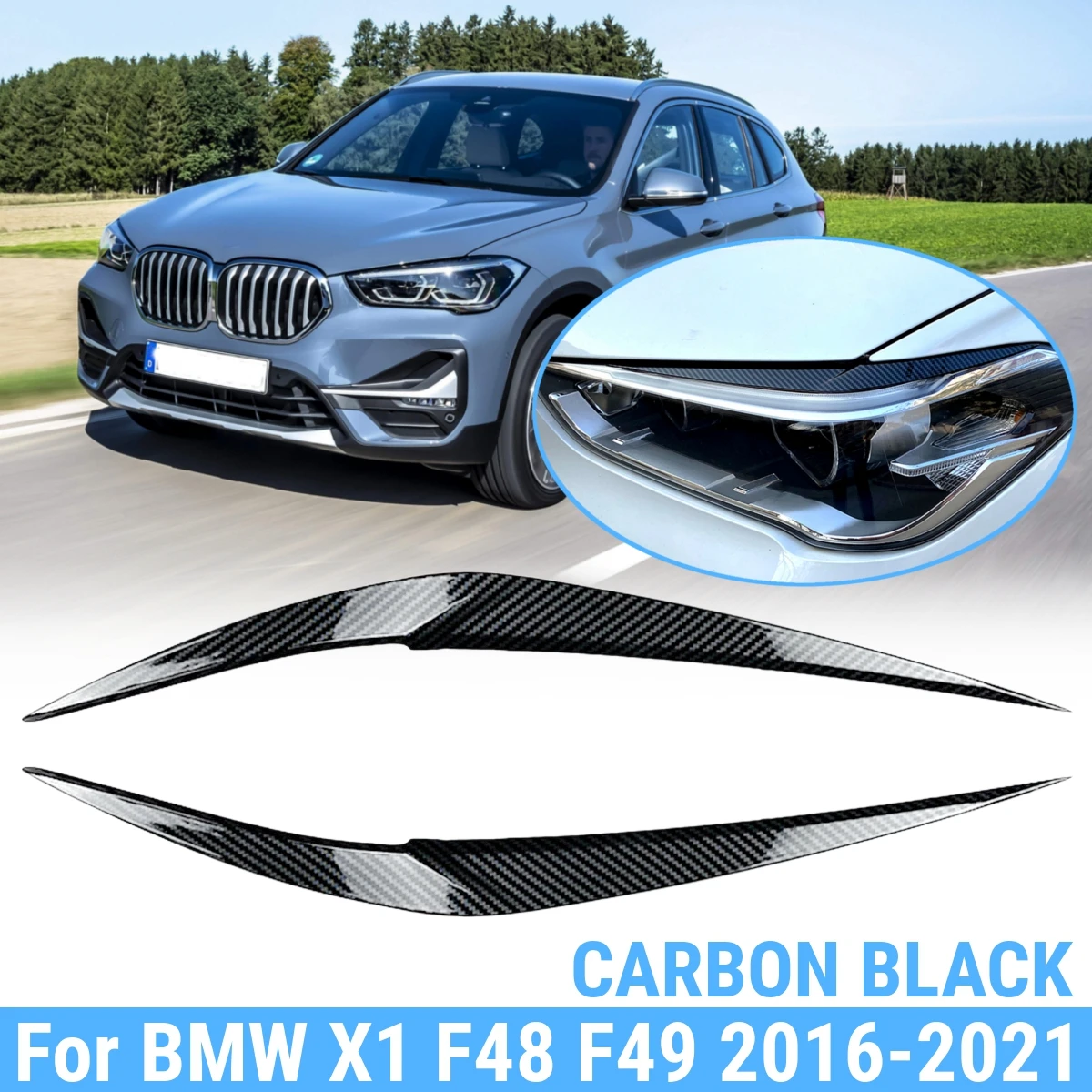 2 stücke Front scheinwerfer Augenlid Augenbrauen Trims für bmw x1 f48 f49 20i s-drive 25i x-drive 2016 2017 2018 2019 2020 2021