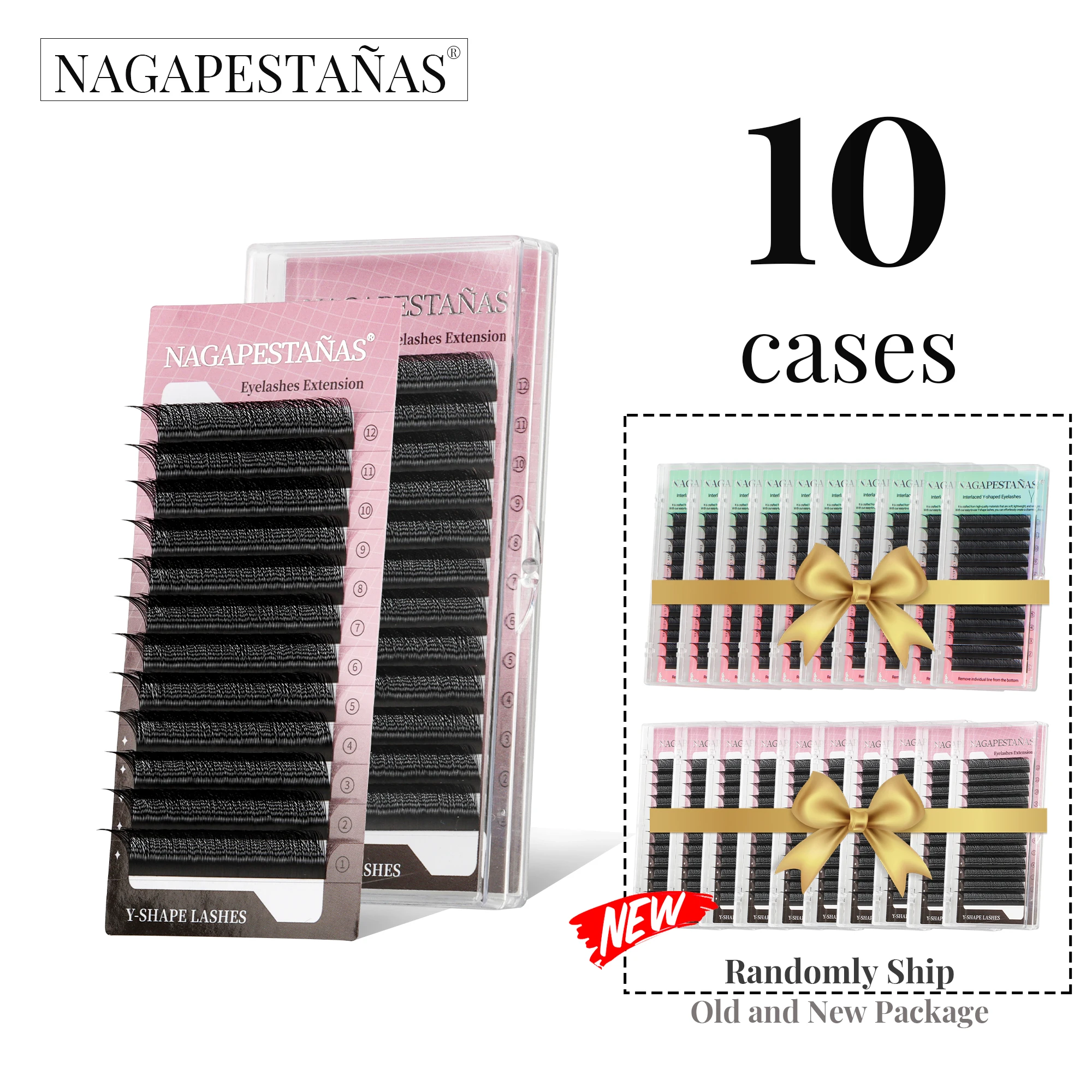 NAGAPESTAÑAS 10 PCS YY Shape double Tips Premium hand woven natural lashes soft light no NAGARAKU best makeup supplies lashes