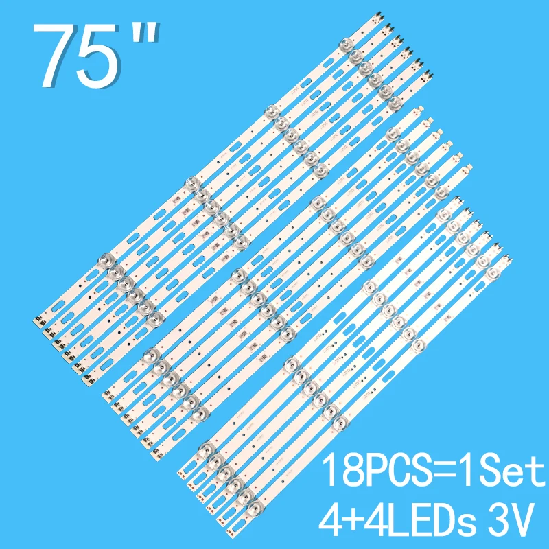 Светодиодная лента для подсветки для Samsung 75 дюймов, фотовспышка 50311A 50312A UN75TU7000 UN75TU700D UN75TU8000 UN75TU8200, 18 шт.