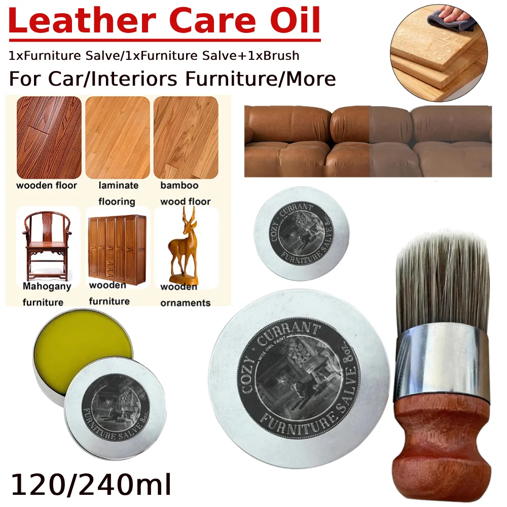 4/8oz Furniture Salve All-Natural Polishing Treatment Leather Conditioner Universal Conditioner for Leather/Furniture