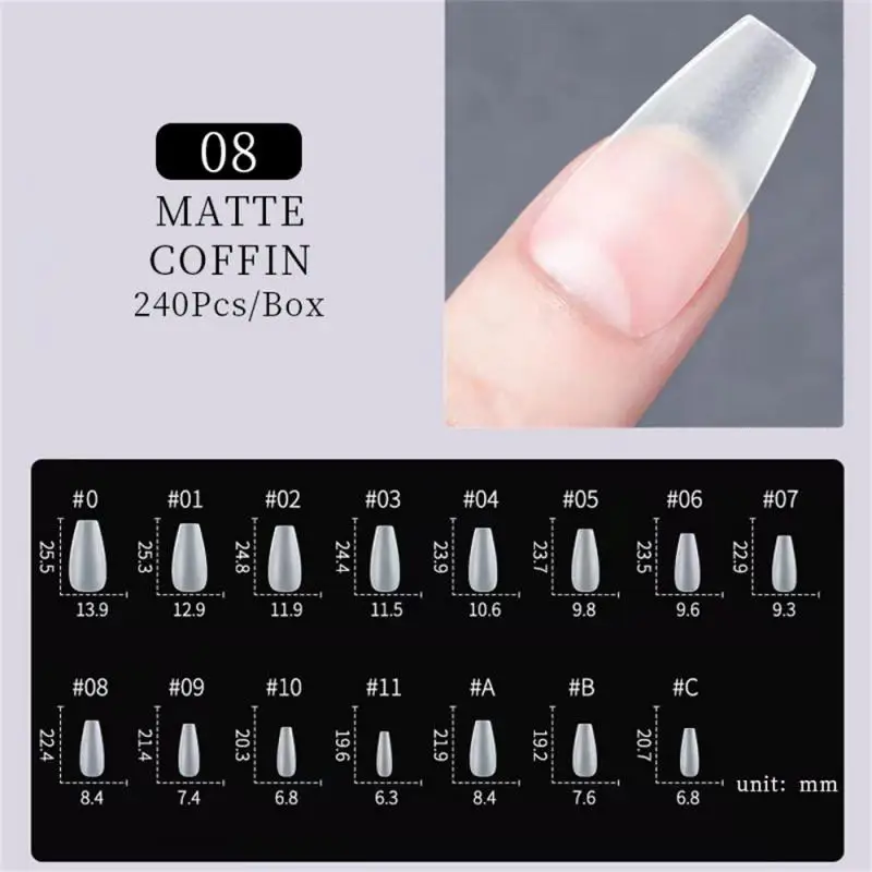 Faux-ongles artificiels en gel souple, couverture complète, en forme de cercueil, nail art américain, N64.256