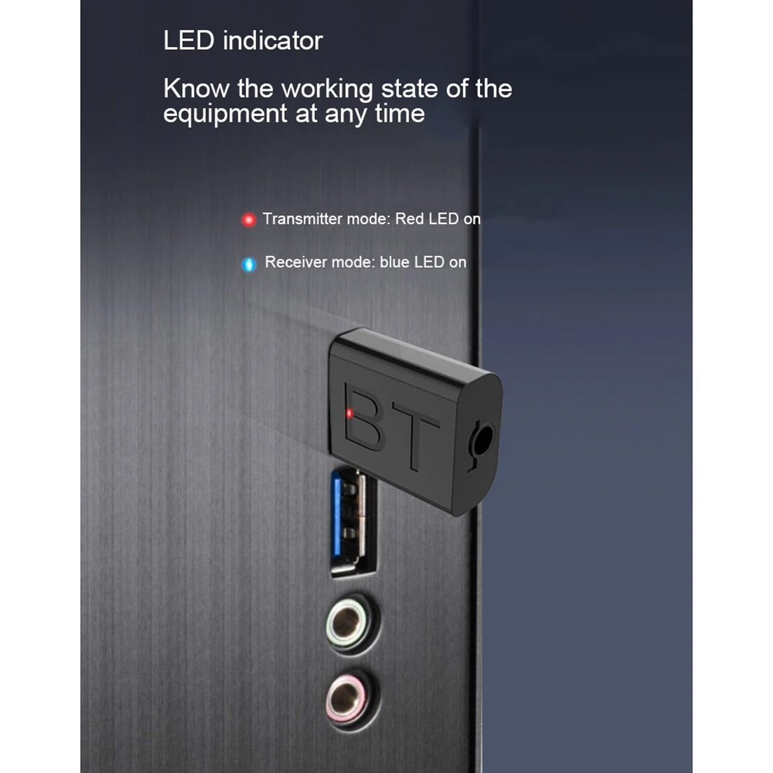 Minitransmisor y receptor Bluetooth 5,0 para coche, adaptador inalámbrico de Audio con conector AUX de 3,5 MM, indicador LED, Kit de adaptador USB 2 en 1