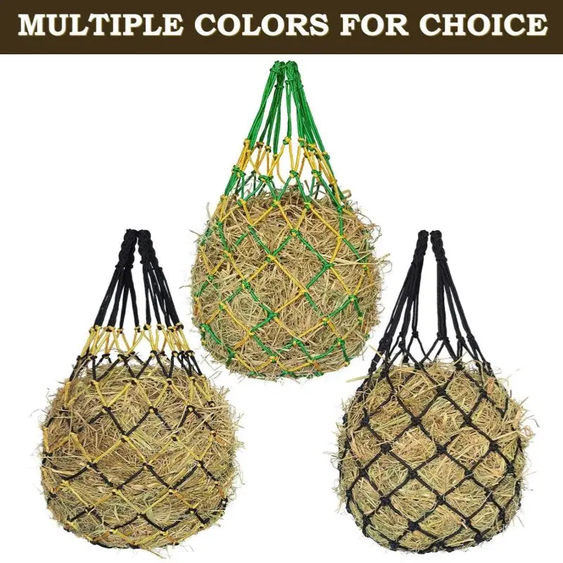 Red de heno para caballos, bolsa de heno de alimentación lenta para caballos, cabras, ovejas, bolsa alimentadora de heno colgante para caballos, puesto estable, juguete de descanso para Paddock, 2 uds.