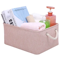 Cotton Linen Folding Storage Baskets Laundry Basket Kids Toys and Sundries Organizer Clothes Storage Box Cabinet Storage Bag