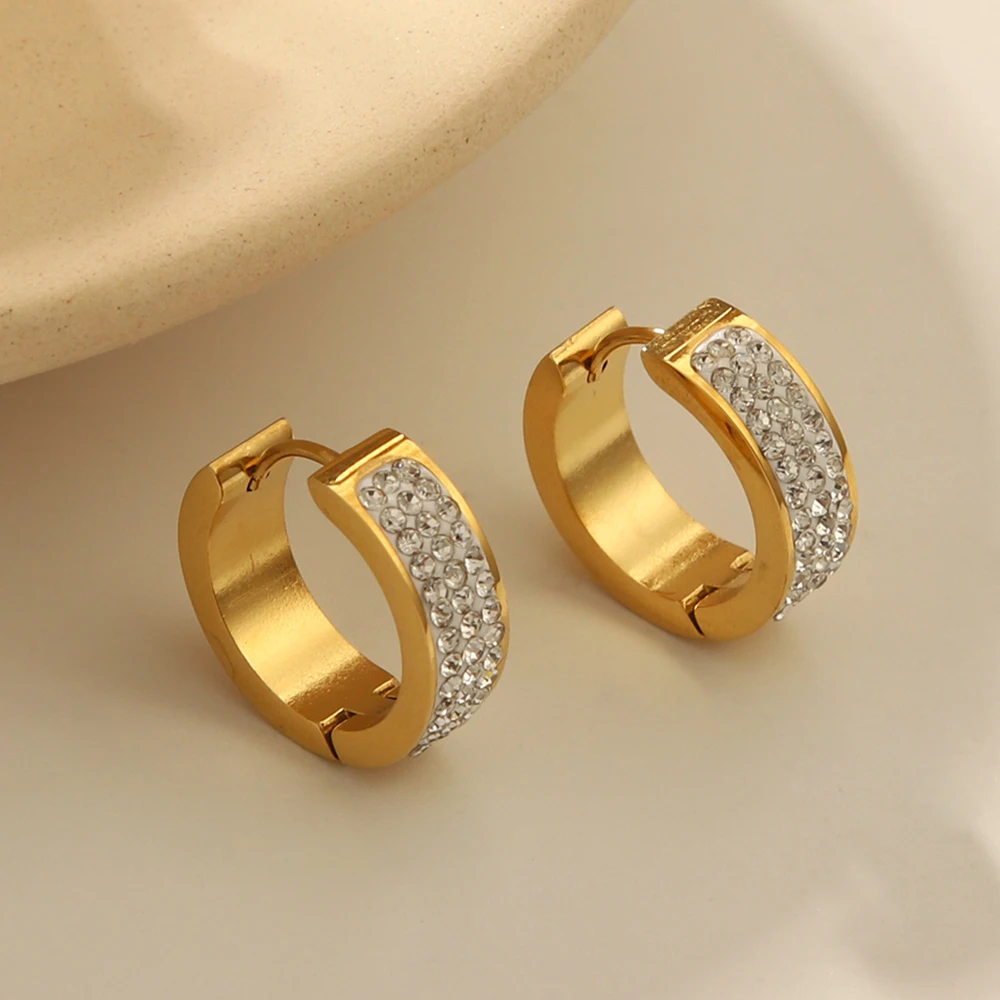 2024NEW French White Zircon Stainless Steel Earrings Exquisite Small Geometric Design Women's Fashion Trend Accessories