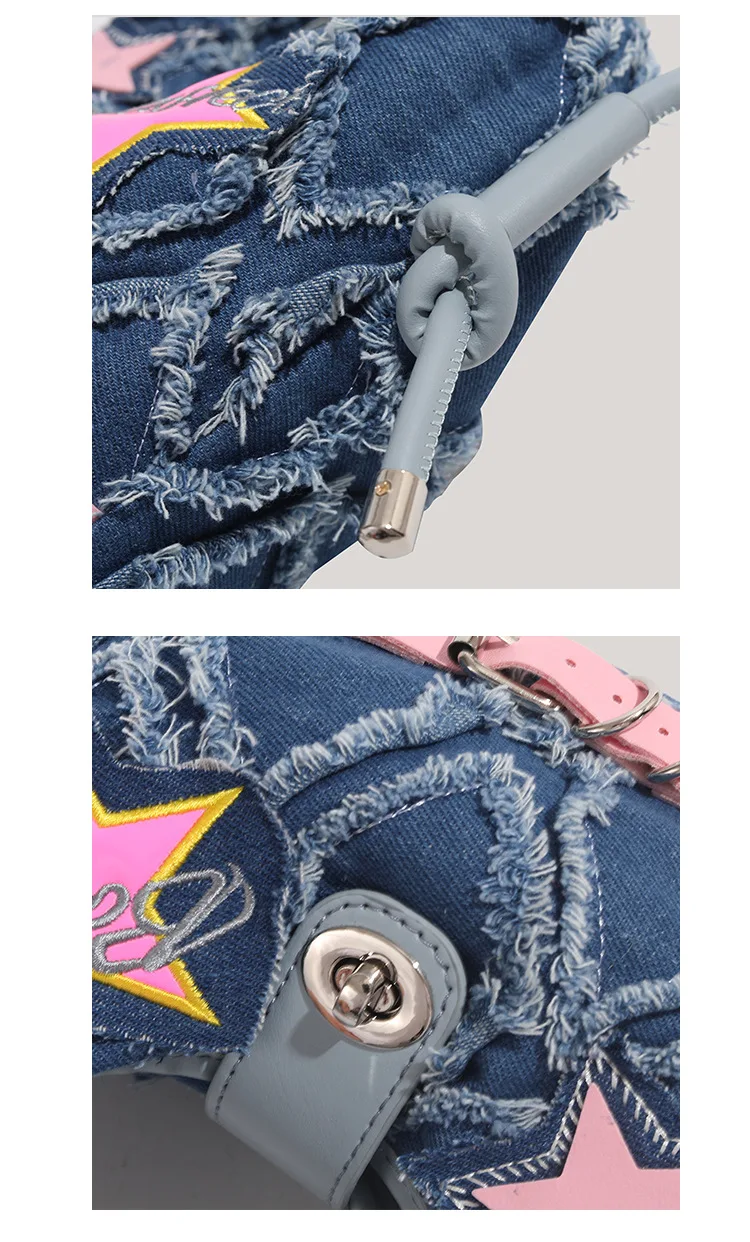 Bolso de mano para mujer, bolso de mano de alta calidad con forma de media luna, bolso cruzado vaquero versátil a la moda, nuevo bolso para niña