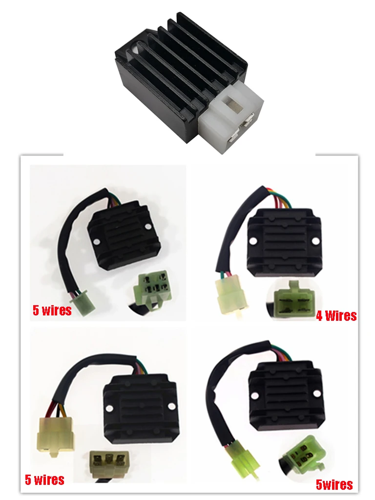 Motorcycle Rectifier Regulator 4/5 Wires for Honda Baotian Lifan Haojue Kymco Dayun Loncin for 100cc-125cc-150cc Voltage Control