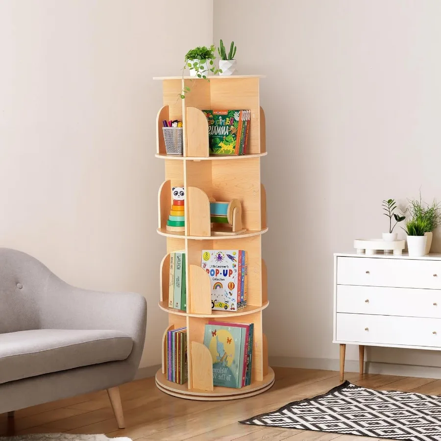 Tower, 360°Display Wooden Spinning Bookcase