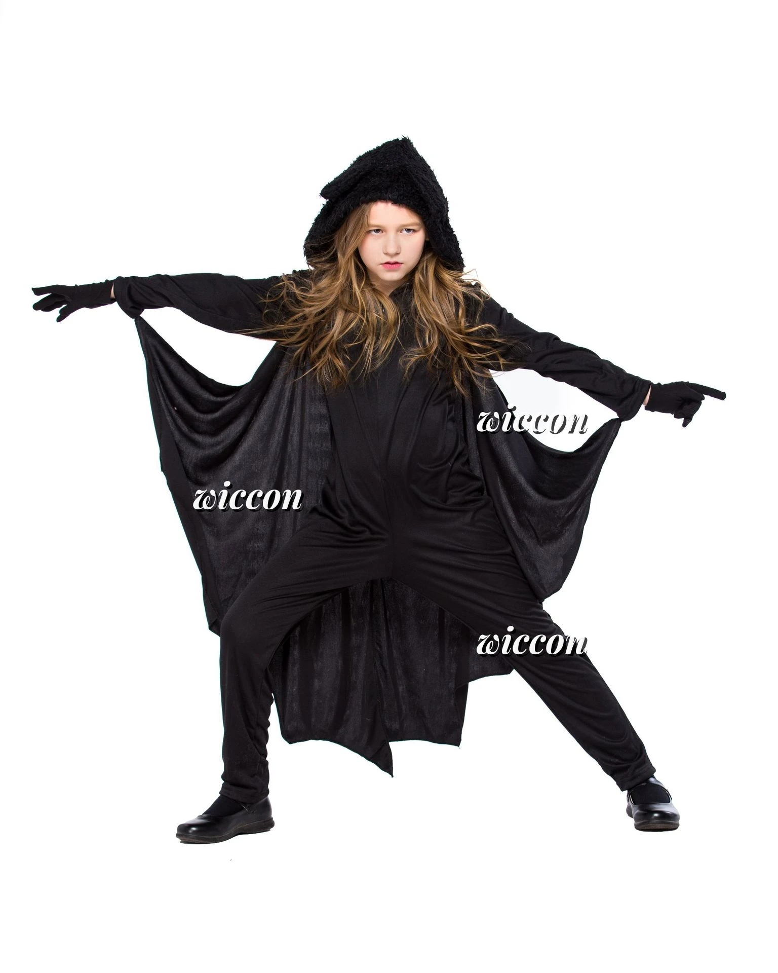 Unisex Vampire Bat Hooded Cosplay Costume Set, Macacão Halloween, Presente Kids, Criança, Sexy, Luva