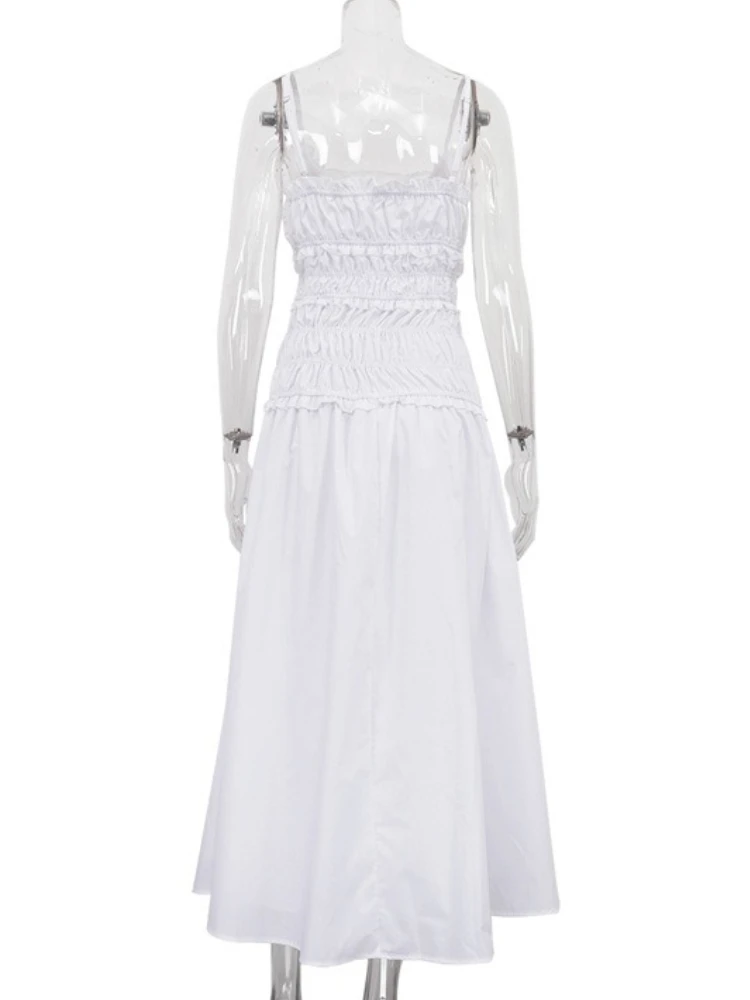 Tossy Sexy Slash Neck Folds Camisole Long Dress Women's Sleeveless Slim Backless High-Waist Fashion New Women Bodycon Maxi Dress