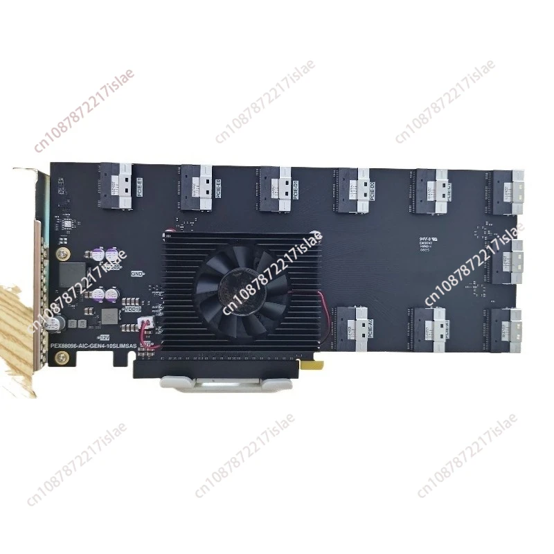 

PCIe 4.0 Expansion Card, 10-Port SFF-8654 SlimSAS Bifurcation Adapter, No Driver Required