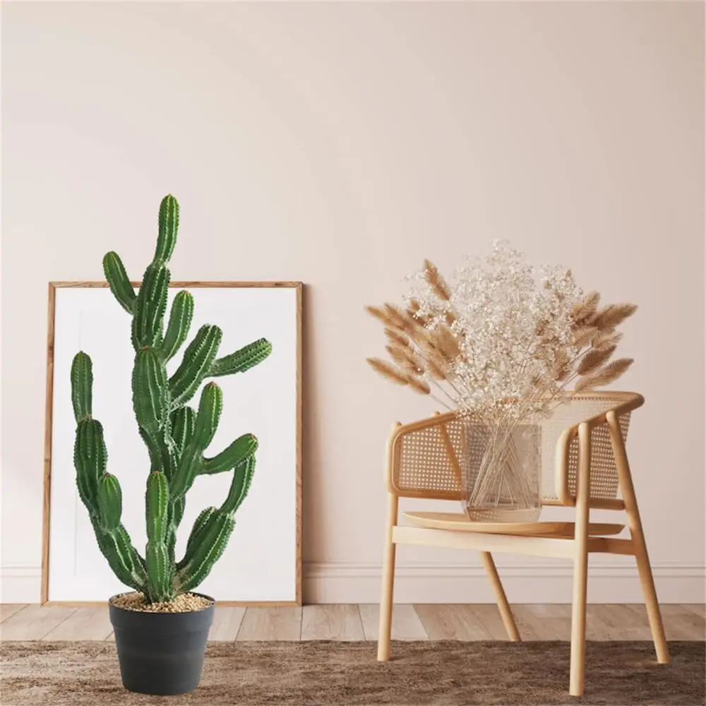 

32 Inch Artificial Cactus Plant with Planter Faux Desert Cacti Fake Cactus Fake Floor Plant In Pot For Home Garden Supplies