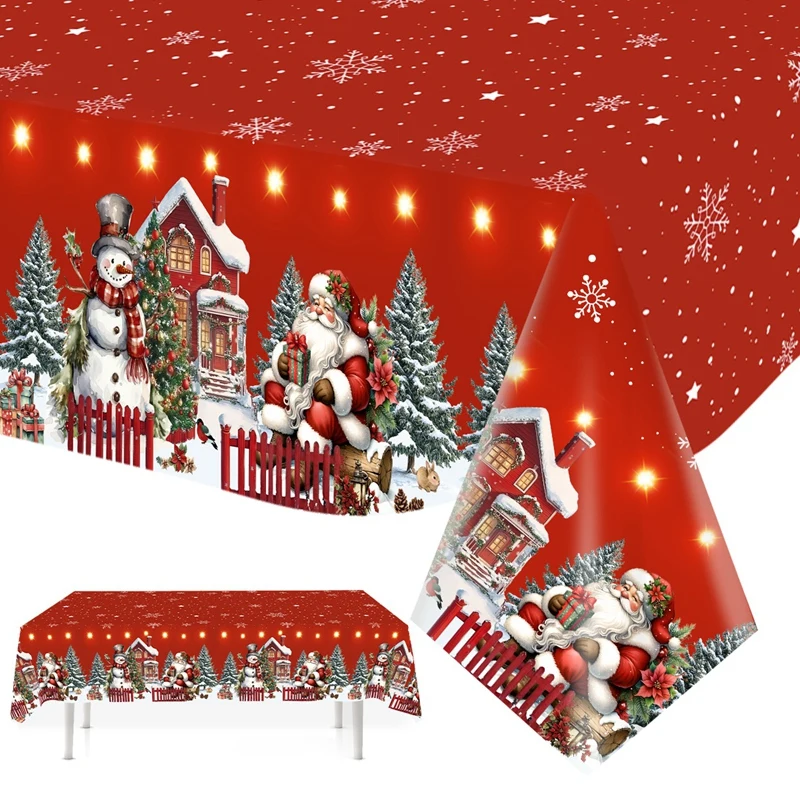 Christmas Tablecloth Santa Claus Tablecover Christmas Decorations for Home 2025 Navidad Noel New Year Gifts Dining Table Cover