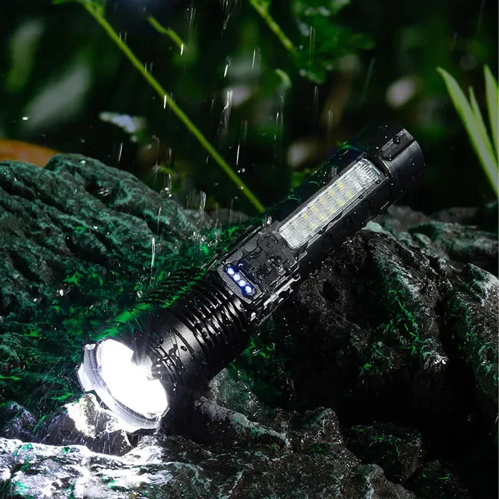 Powerful Flashlights Rechargeable Torch Light High Power LED Flashlight Built-in Battery For Camping Emergency Fishing Lantern