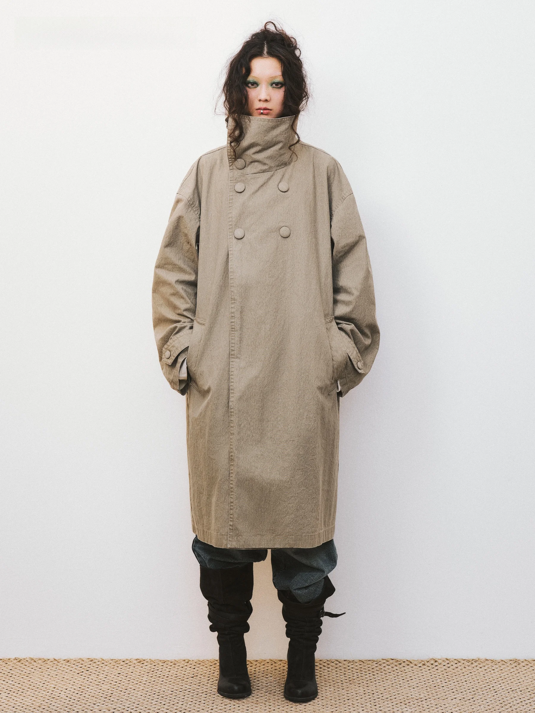 Vintage Windbreaker Nylon - เสื้อแจ็คเก็ตกันลม VERMO รุ่นวินเทจ แขนยาว ทรงหลวม คอทรงกระบอก