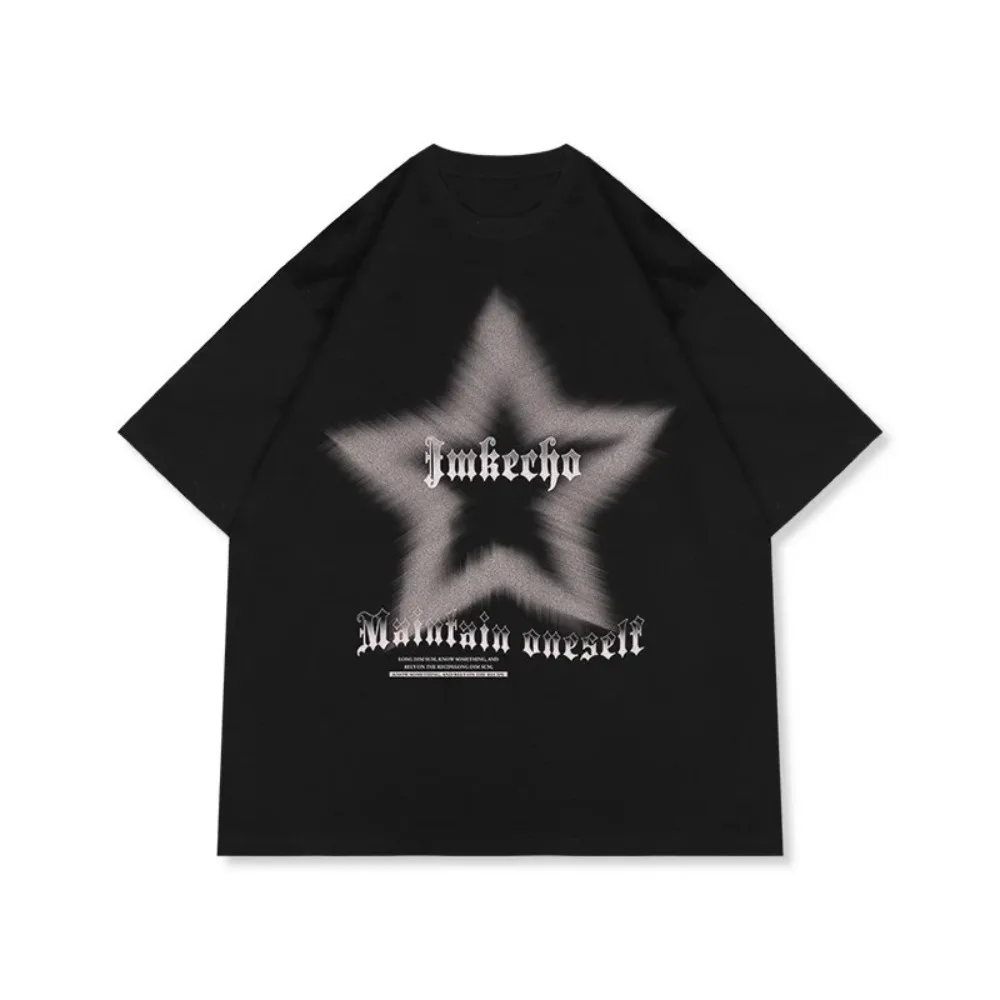 

The Infinite Charm of American High Street Black Short Sleeve T-Shirt Trend Frontier Men's Women's Street Style T-Shirt Summer