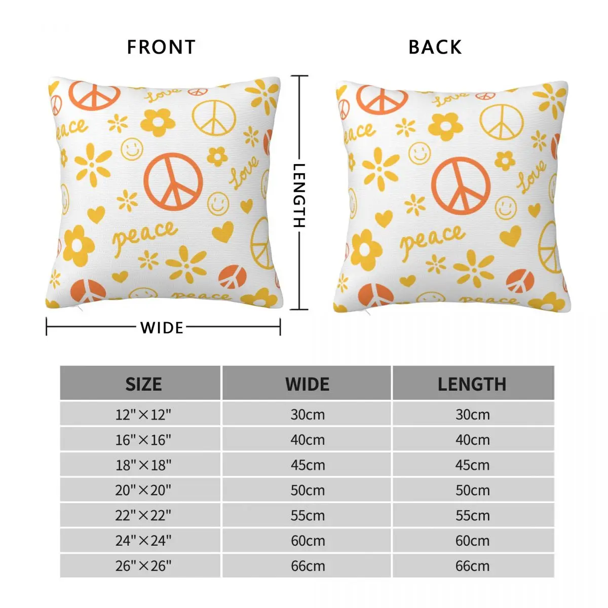 1Piece Pillowcase Cover For Bedroom guest room children's room recreational vehicle vacation home Hippies꫸anti-war