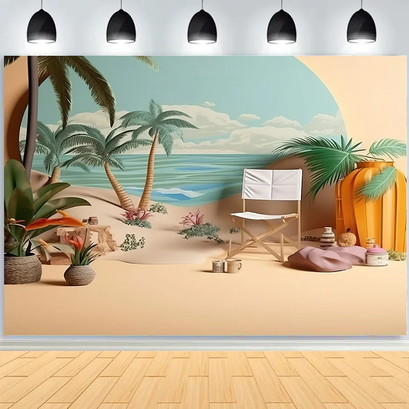 Summer Beach Digital Printed Photography Backdrops Tropical Holiday Children Baby Birthday Party Photo Studio Background RD-01