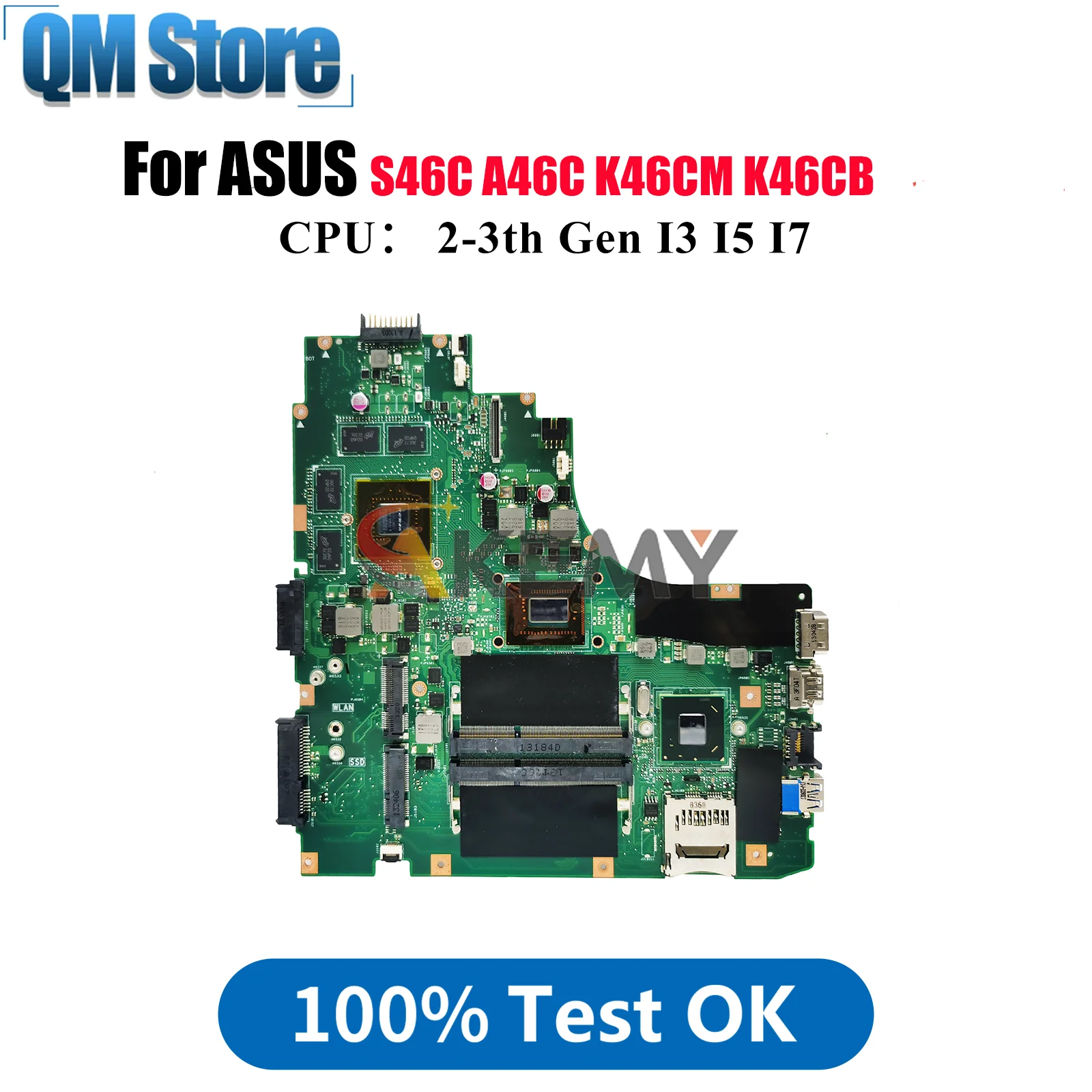 

K46CM Laptop Motherboard For ASUS K46C K46CB A46C K46CM S46C Notebook Mainboard With I3 I5 I7 CPU 100% tests OK fast shipping