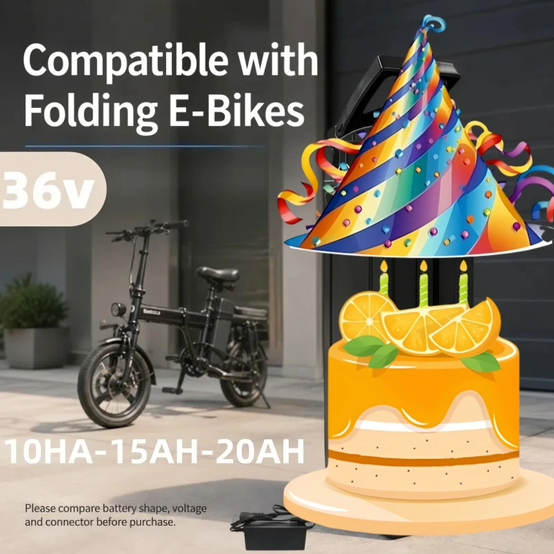36V Foldable E‑Bike Silver Fish Lithium‑Ion Battery Pack, 21700 Battery Cells 10Ah 15Ah 20Ah Integrated Internal BMS Circuit