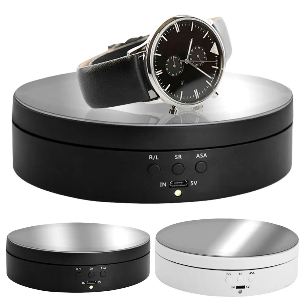 Electric 360 Degree Rotating Display Stand with Three Speed Options for Jewelry Watches Photography Models