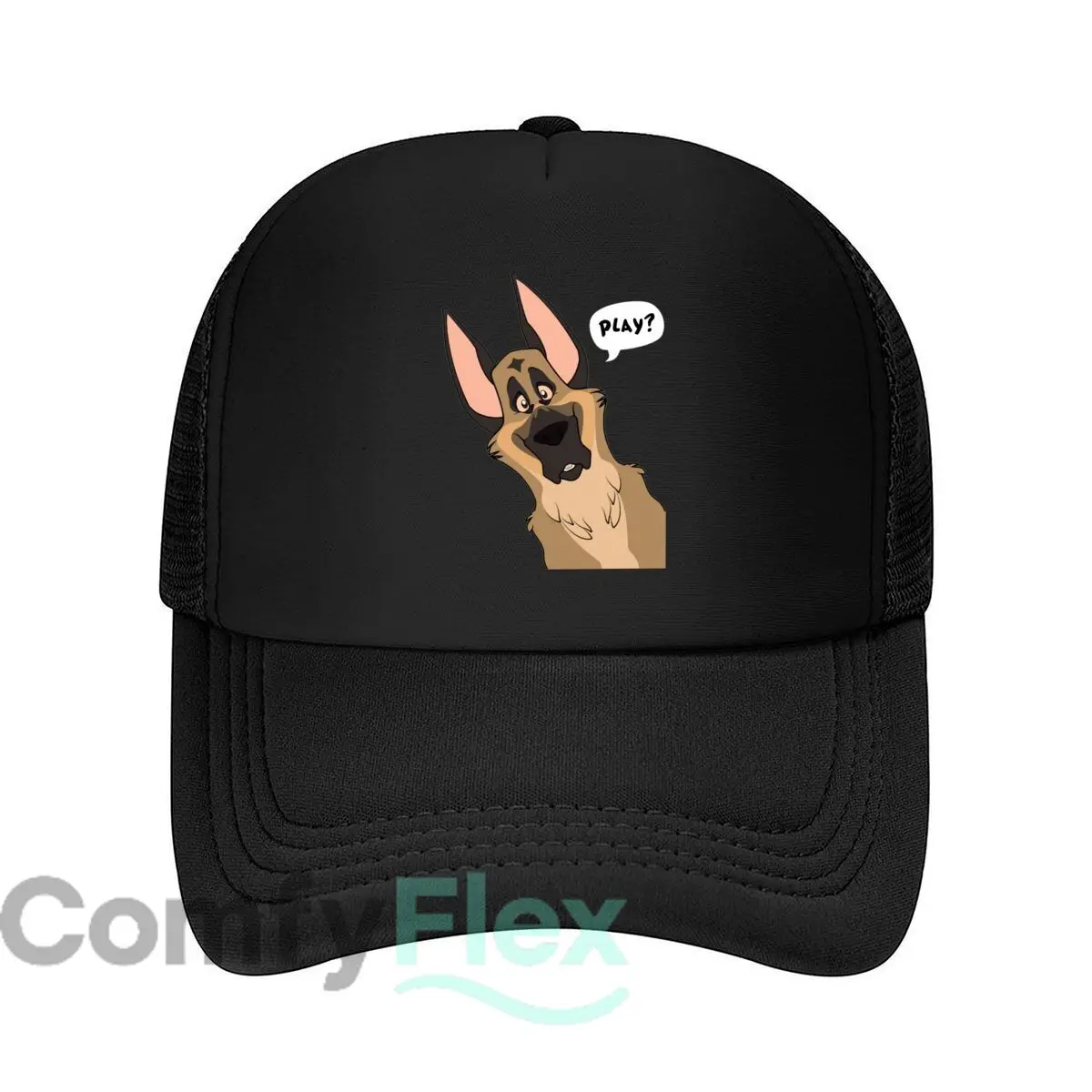 German Shepherd Play Graphic Mesh Baseball Cap Casual Hat Outdoor  For Womens Unisex Female
