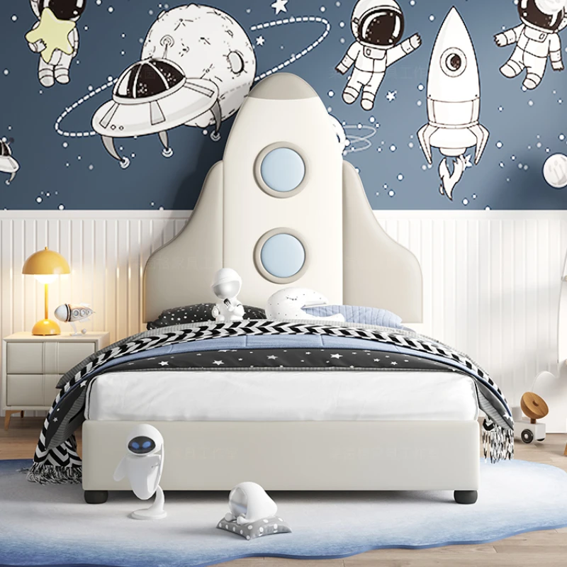 

Space Rocket Children's Bed Modern Luxury 1.5m Youth Soft Bed Solid Wood Cama Infantil Bedroom Set Furniture