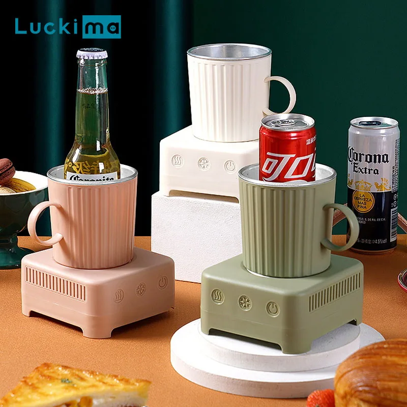 

2 In 1 Fast Cooling Cup Heater Cup Portable Electric Cooler Cans Beverage Coffee Milk Warmer Refrigeration Mug Coaster Drinkware