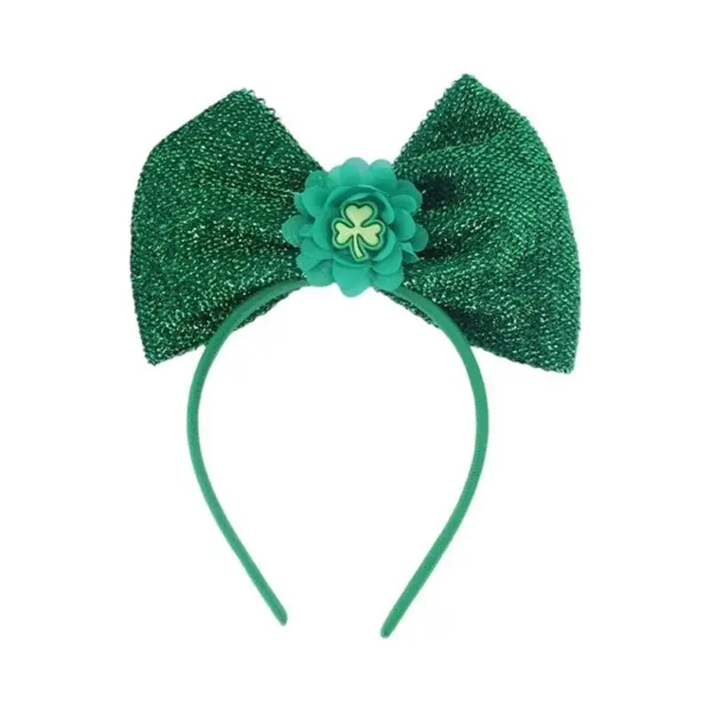 

A52E Colorful Bows Hair Accessory Shamrock Party Headband for Themed Celebrations
