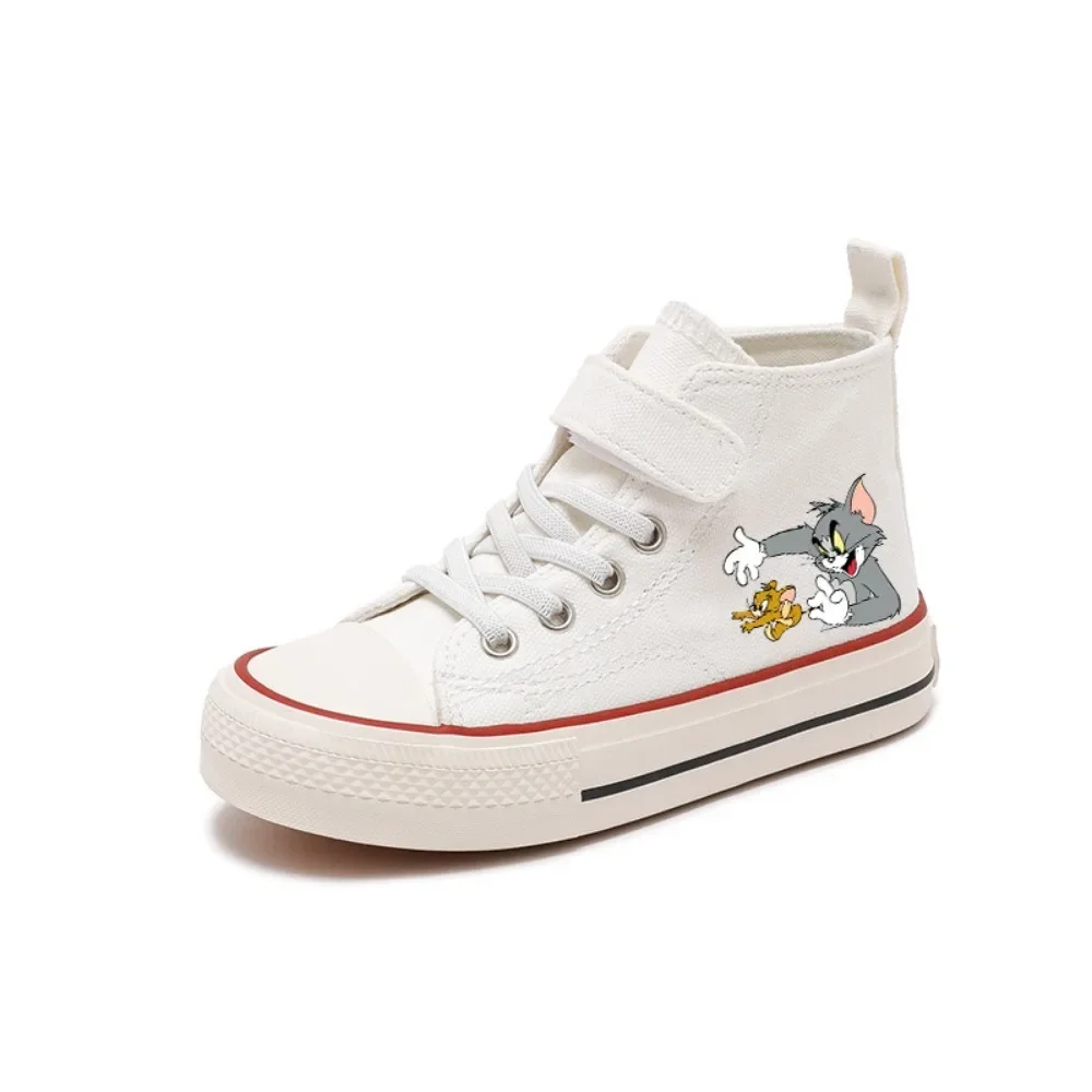 Zapatos deportivos de lona para niños y niñas, zapatillas de tenis con estampado de Tom y Jerry, de dibujos animados, informales, a la moda