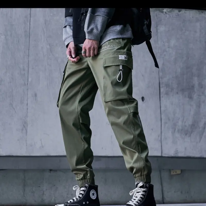 2024New Multi-pockets Tactical Techwear Cargo Pants Mens Harajuku Punk Hip Hop Joggers Pantalons Casual Fashion Harem Streetwear