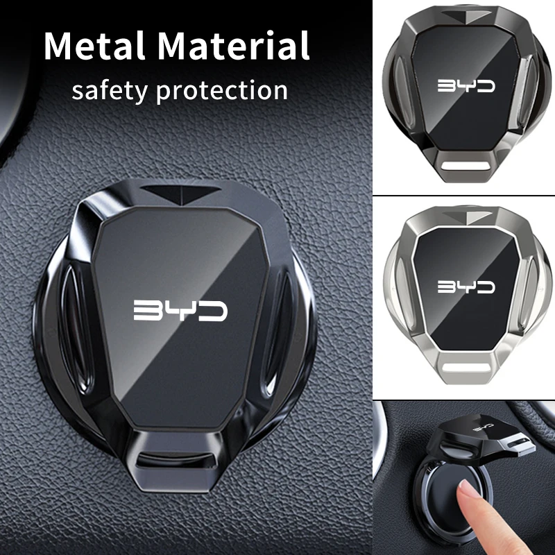 Car One-Touch Start Button Cover Metal Start Case Decor Accessories For BYD M6 Shark 6 G3 G5 T3 13 E2 F3 F0 S6 S7 E5 E6 Plus