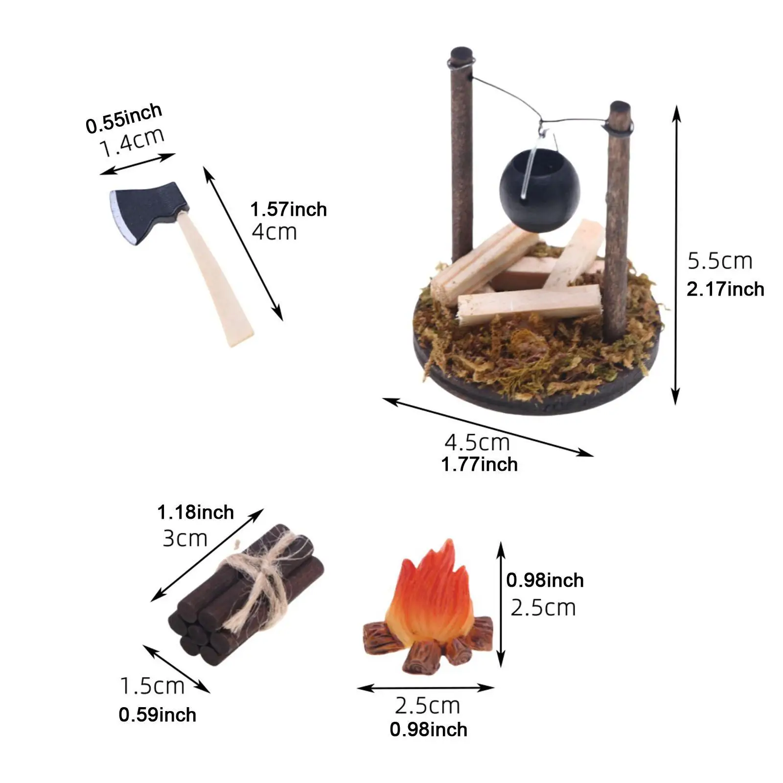 Kits de acampada para casa de muñecas, 4 piezas, decoración para casa de muñecas, juguete para juego de imitación, juego de acampada en miniatura para casas de muñecas a escala 1:12 hechas a mano