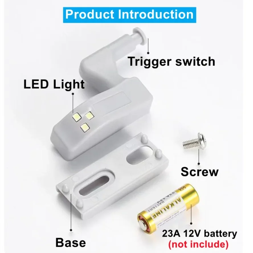 1-10Pcs LED Cabinet Hinge Light Universal Inner Hinge Sensor Lamp  Auto On/Off for Kitchen Cupboard Wardrobe Closet Night Light view 4