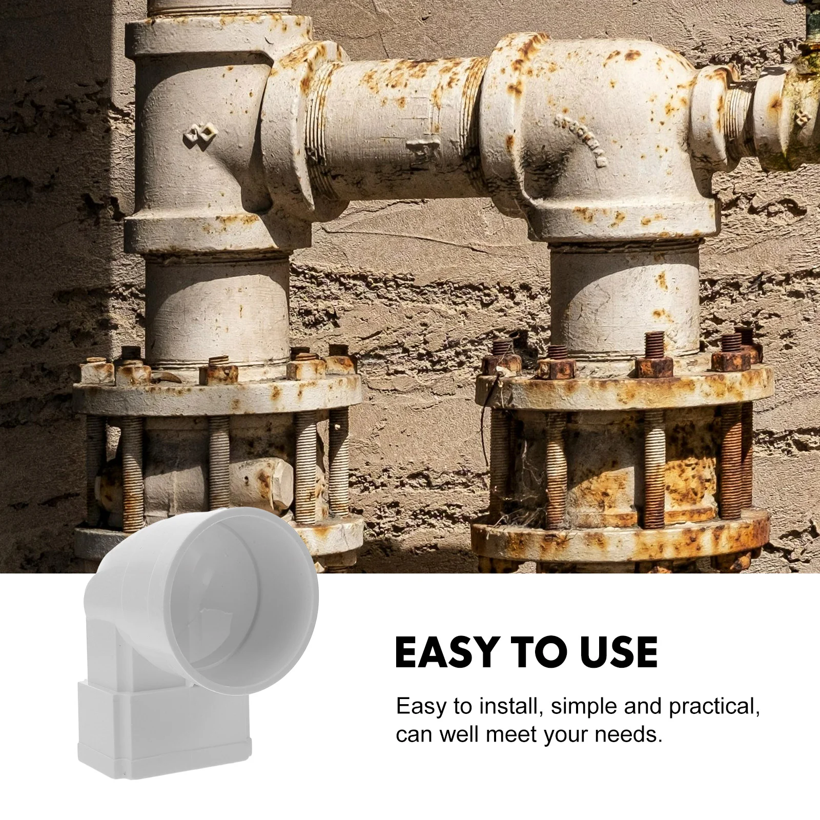 Square To Round Downspout Gutter Connector Wide Mouth Design Rainwater Pipe System Durable Plastic Material Roof Drainage