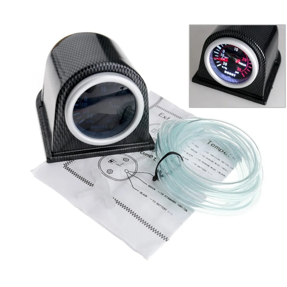 

1 set 52Mm Boost Gauge Meter White Led Lcd Display For 12V Cars In-Hg Psi Pressure Measurement Non-Destructive Installation Auto