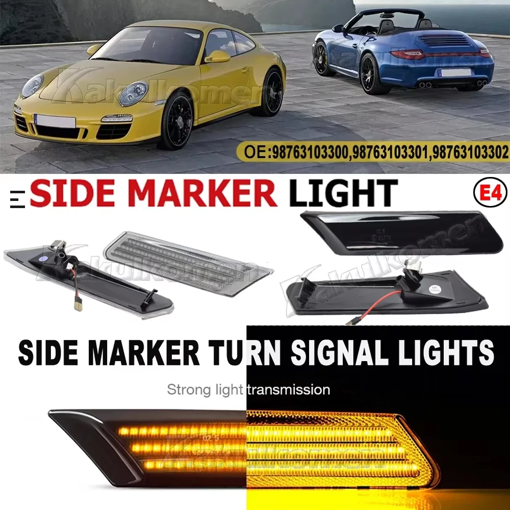 

Sequential Flashing LED Turn Signal Side Marker Light For Porsche 987 Cayman Boxster 911 997 Carrera Turbo GT3 GT2 Accessories