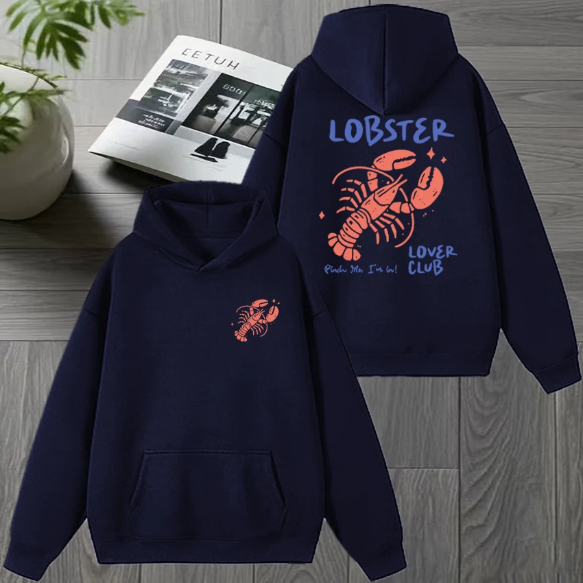 2025 جديد الرجال النساء جراد البحر عاشق نادي مزدوجة الوجهين طباعة هوديي للجنسين الصوف موضة البلوز الخريف الشتاء بلوزة كاجوال