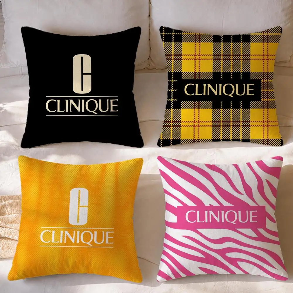 Funda de cojín marca Clinique, funda de cojín de felpa corta, estampado de doble cara, funda de almohada lavable para sofá, decoración del hogar, regalo