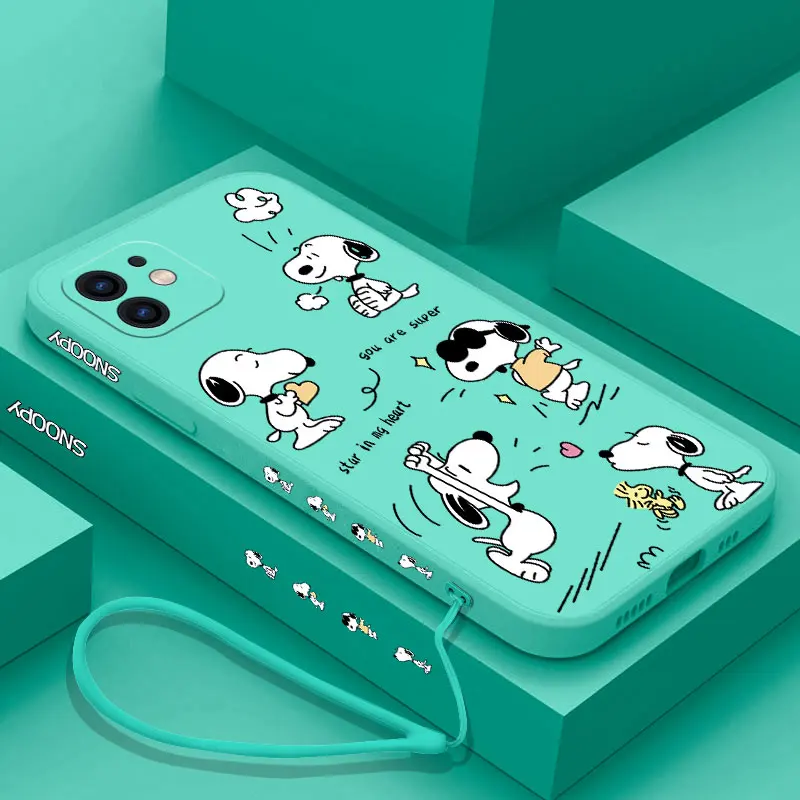 Funda de Snoopys con dibujos animados para Samsung, funda divertida con correa de mano para Samsung A54, A34, A73, A53, A33, A23, A14, A13, A72, A52, A52S, A32, A22, A12, A71, A51, 4G, 5G