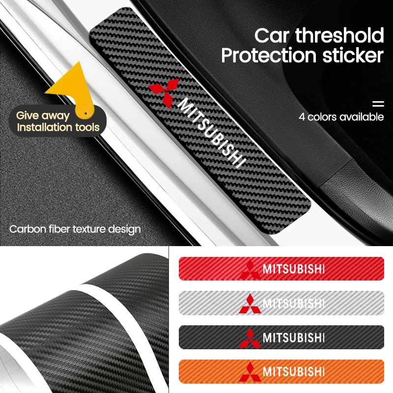 

Car Door Sill Protection Sticker Anti-scratch Carbon Fiber Door Sill Sticker For Mitsubishi Ralliart Lancer EX Outlander Pajero