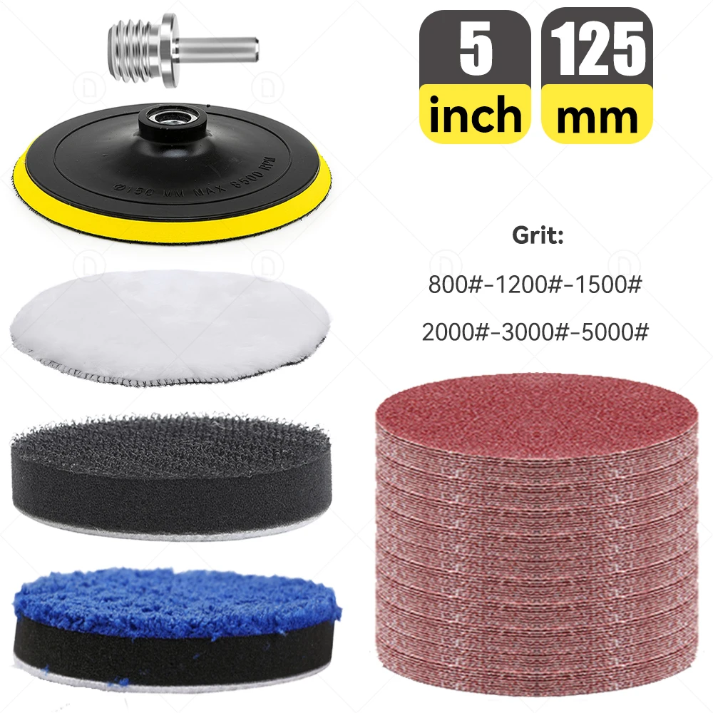 Sandpaper Hook And Loop For Random Orbital Sander Sanding Paper Sheet Disc Polishing Waxing Sponge Set Buffer Pad Car Detailing