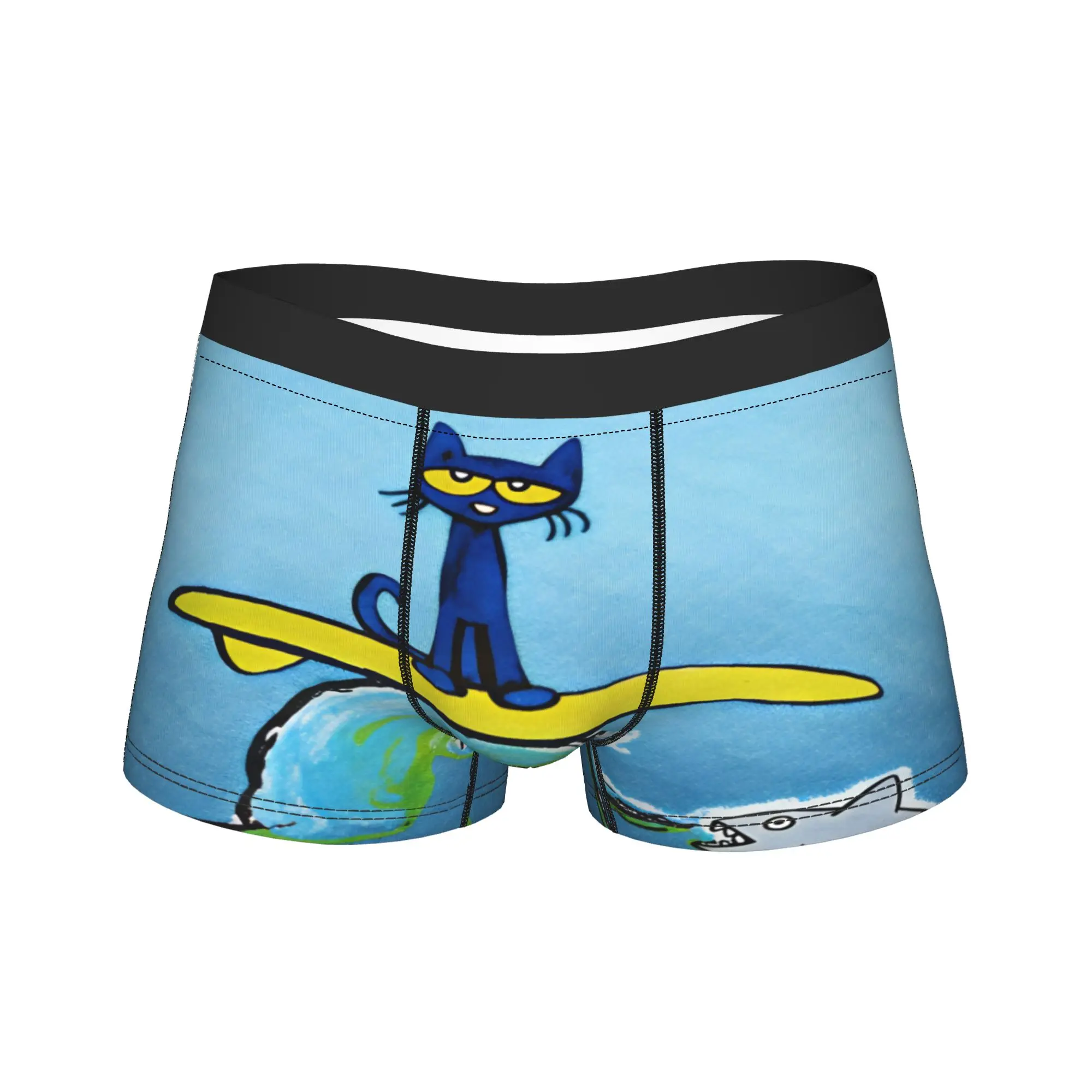 Pete The Cat Stars Comic Boxer Brief  Underwear High Quality Males Comfortable Trunk Custom DIY Large Size Panties