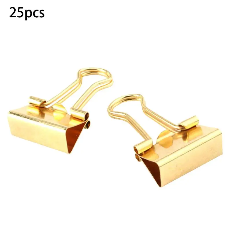 E9LB Students Binder Clips Small 19 mm Metal Gold Clips Paper  for Home 25PC