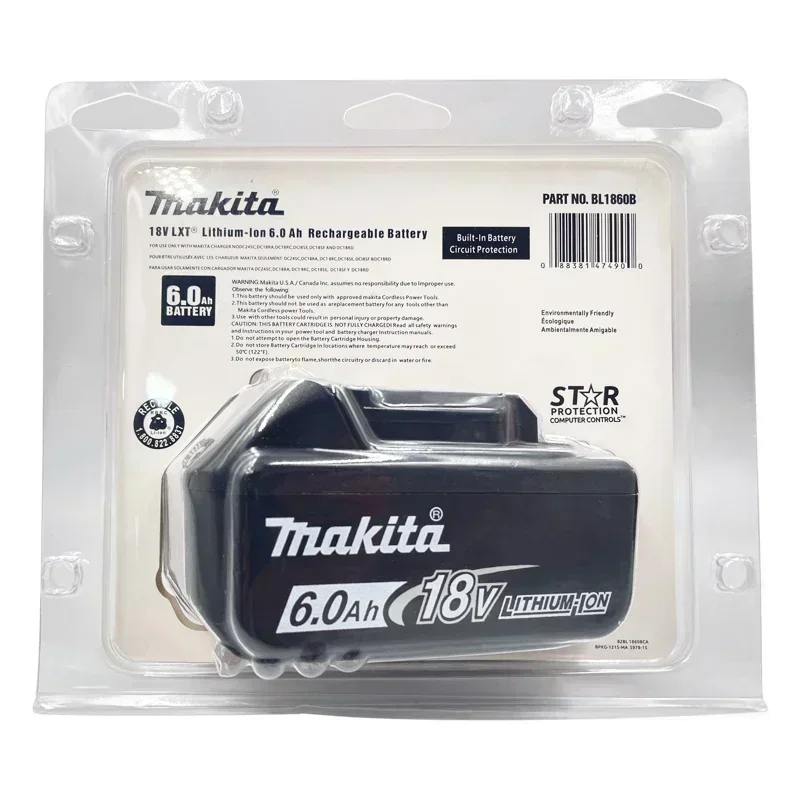 🔋 100% новый оригинальный аккумулятор Makita 6,0 Ач для Makita 18 В BL1830B BL1850B BL1850 BL1840 BL1860 BL1815, сменный литиевый аккумулятор