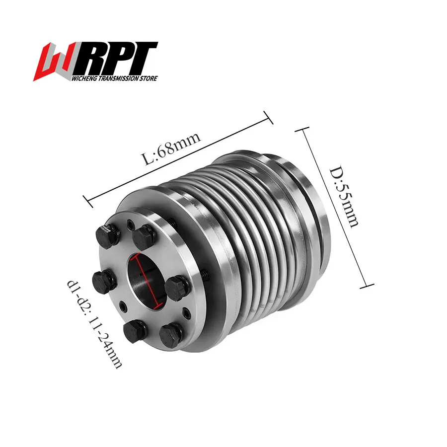 

CRZ Bellows Expansion Sleeve Coupling Has Good Elasticity And Zero Clearance Stainless Steel Coupling CRZ-55X68