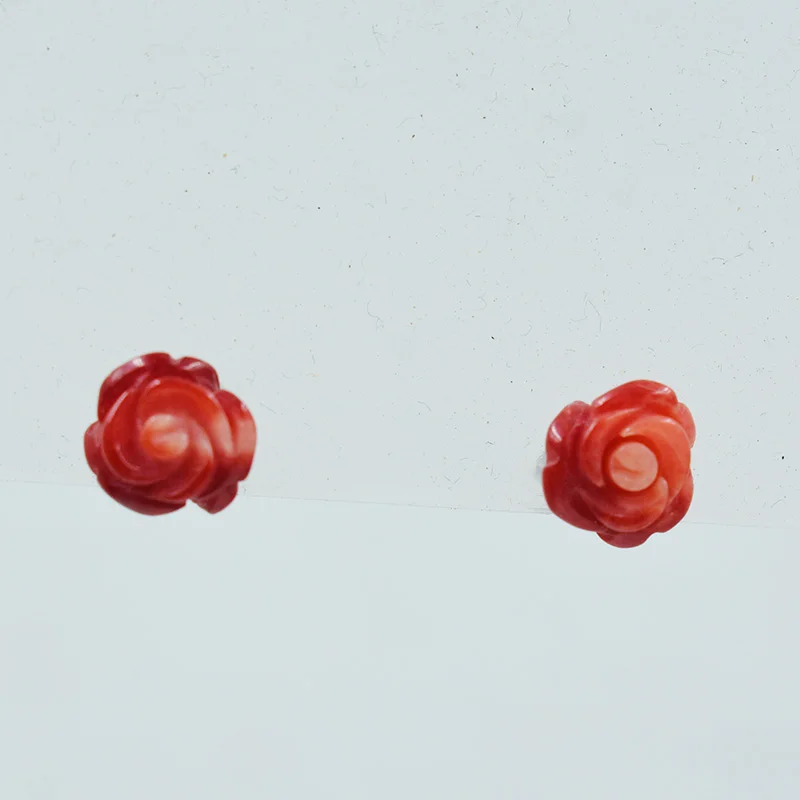 6MM Pretty Coral earrings, red sea coral stud earrings, ball studs, italian jewelry, coworker gift, tiny studs, simple jewelry