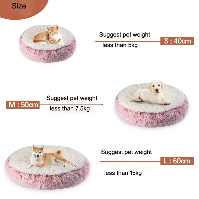 Super Soft Plush Cat Bed Katzen Nest Winter Warm Mat Dog Cushion Round Washable Cat Sleeping Bed Puppy Dog Kennel Pet Products