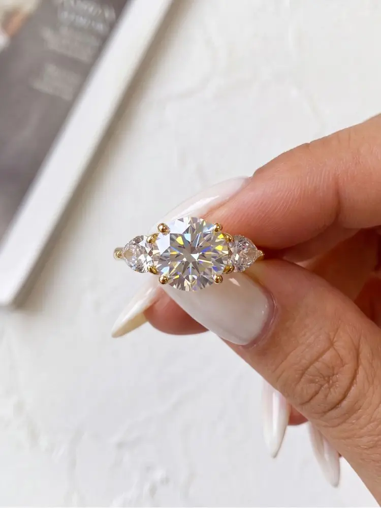 DWJ Mode 3CT Große Moissanit Diamant Ringe für Frauen Doppel Herz Zirkon 925 Sterling Silber Eternity Engagement Edlen Schmuck – Detail 3